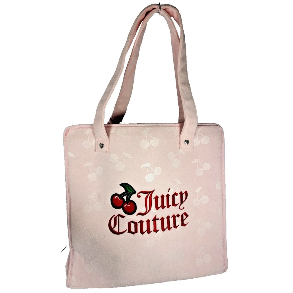 Juicy Couture Pink Cherry Terry Beach Tote Bag W/ Pouch Embroidered NWT